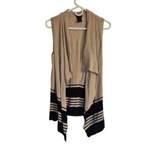 Ann Taylor Waterfall Cardigan Size‎ Medium Tan Sleeveless hip length